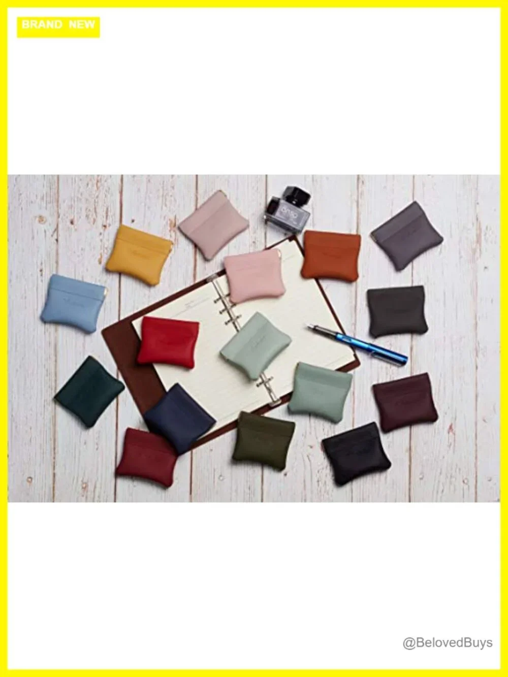 Faux Leather Squeeze Coin Purse Pouch Change Holder 2 Pack